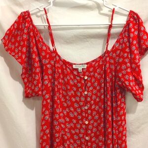 Patrons of Peace | Swingy Off Shoulder Button Down Dress Print Frock Cottage | S